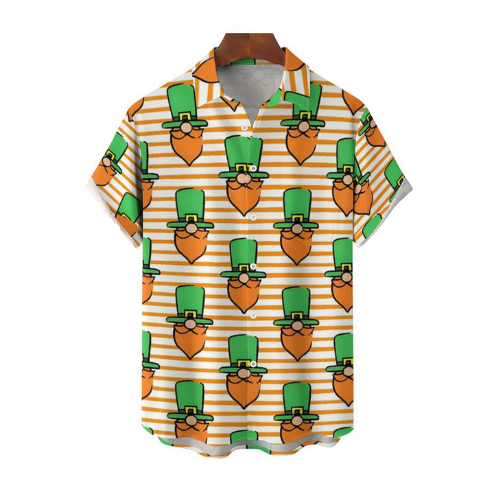 St. Patrick'S Day Stripes Casual Short Sleeve Shirt