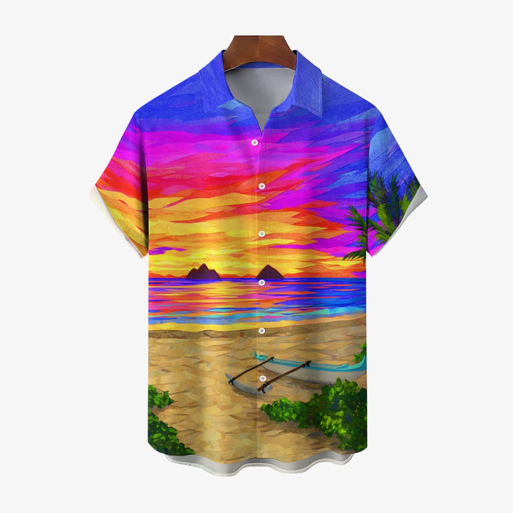 Beach Scenery Casual Short Sleeve Shirt 2409007973