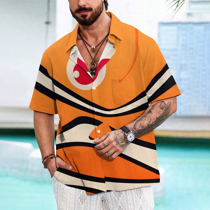 Men's Cartoon Clown Fish Casual Short Sleeve Shirt 2410007925