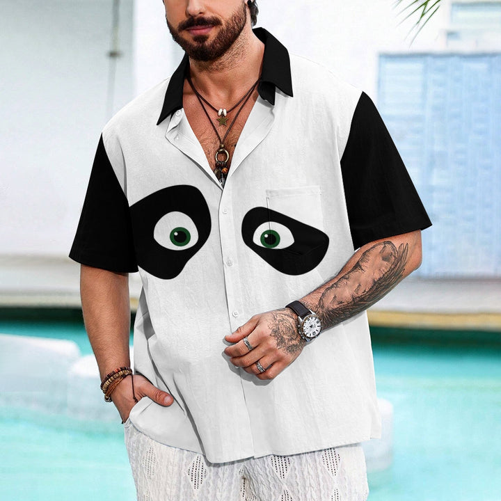 Men's Cartoon Panda Print Short Sleeve Shirt 2410008624