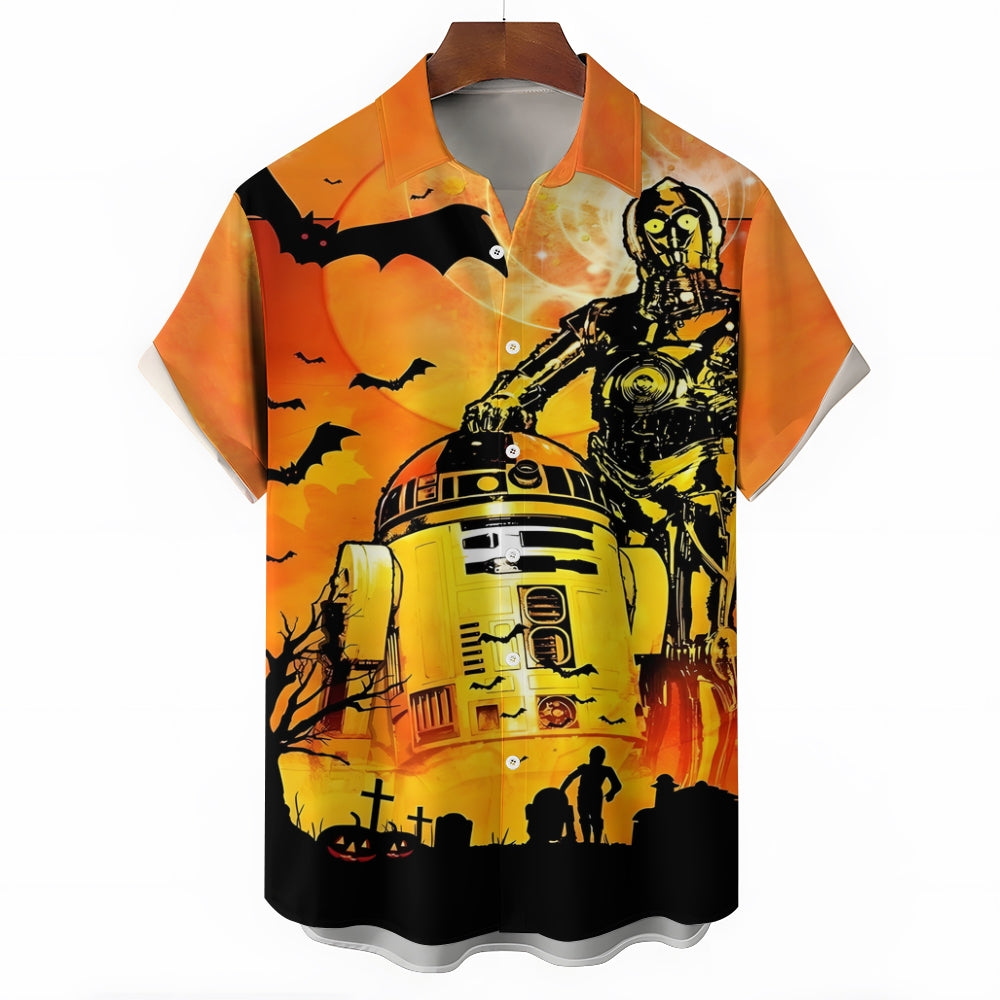 Halloween Cartoon Casual Large Size Short Sleeve Shirt 2407004236