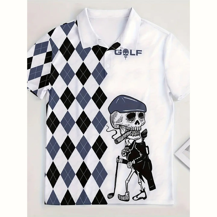 Mens Fashion Skull Graphic Print Golf POLO Shirt