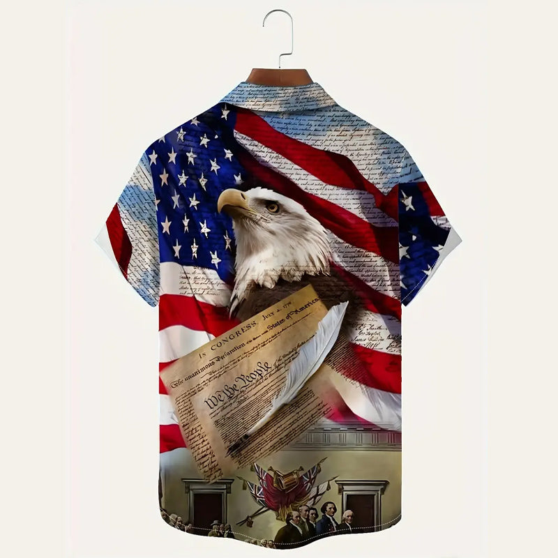 Men's US Flag & Eagle Graphic Print Shirt