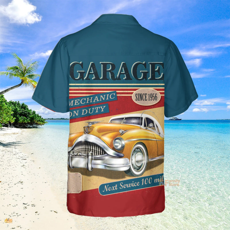 Men's Retro Contrast Color Car Hawaiian Shirt