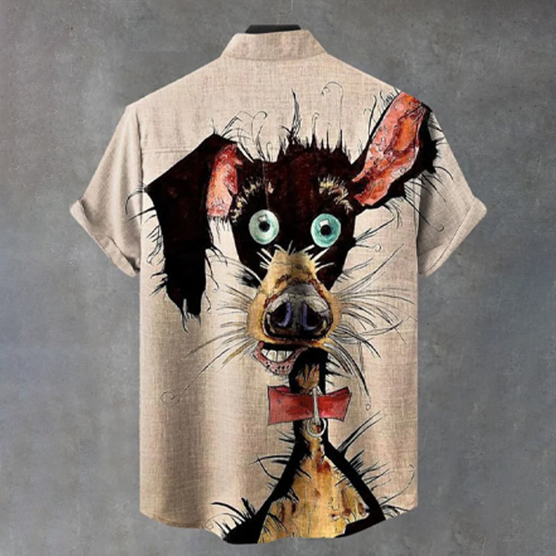 Vintage Octopus Dog Art Print Casual Shirt