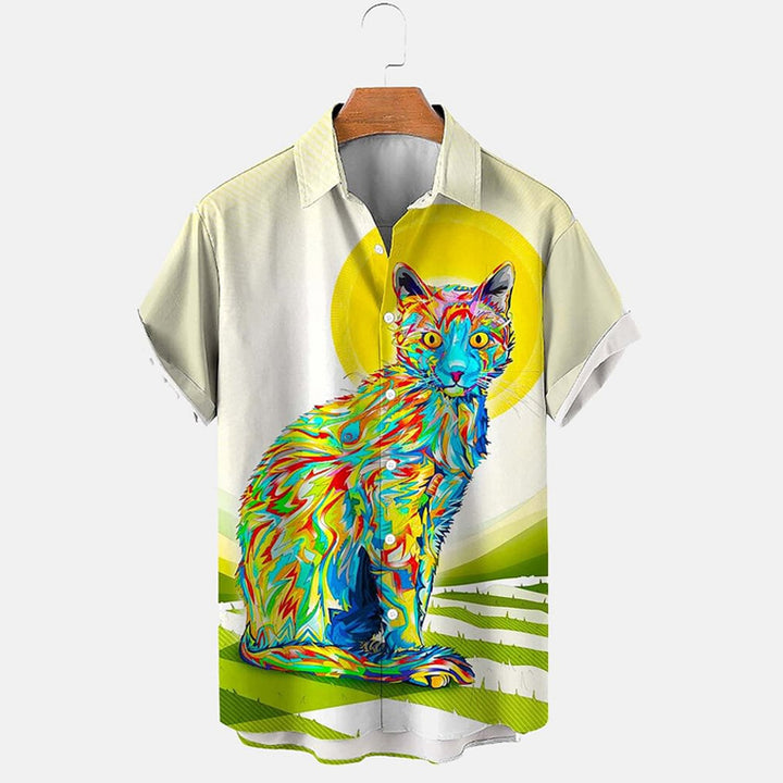 Funny Cats Print Short Sleeve Shirt