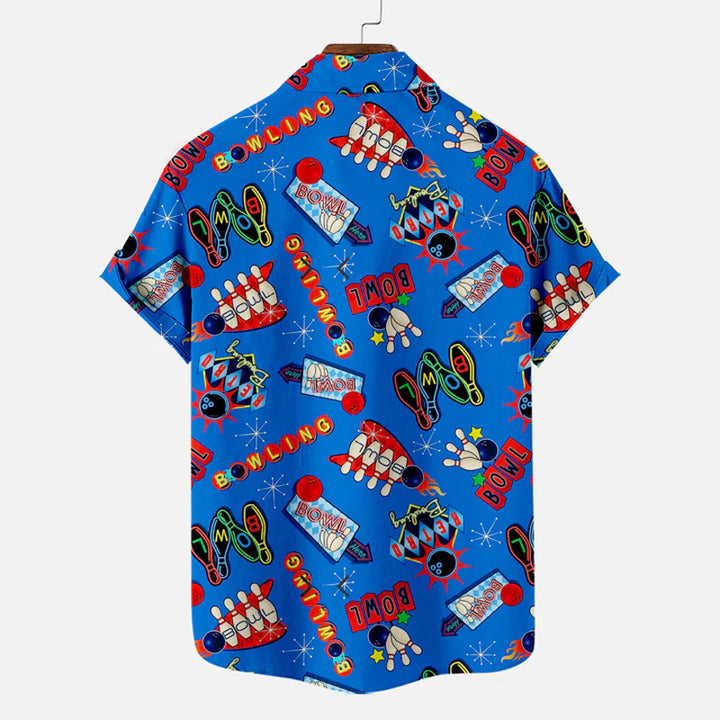 Men's Bowling Floral Printed Short Sleeve Shirt