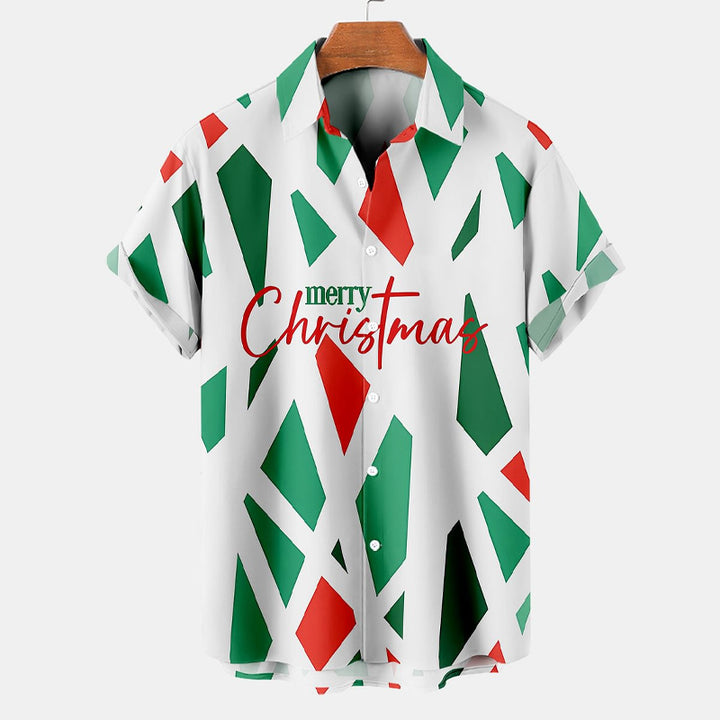 Men's Christmas Print Short Sleeve Shirt