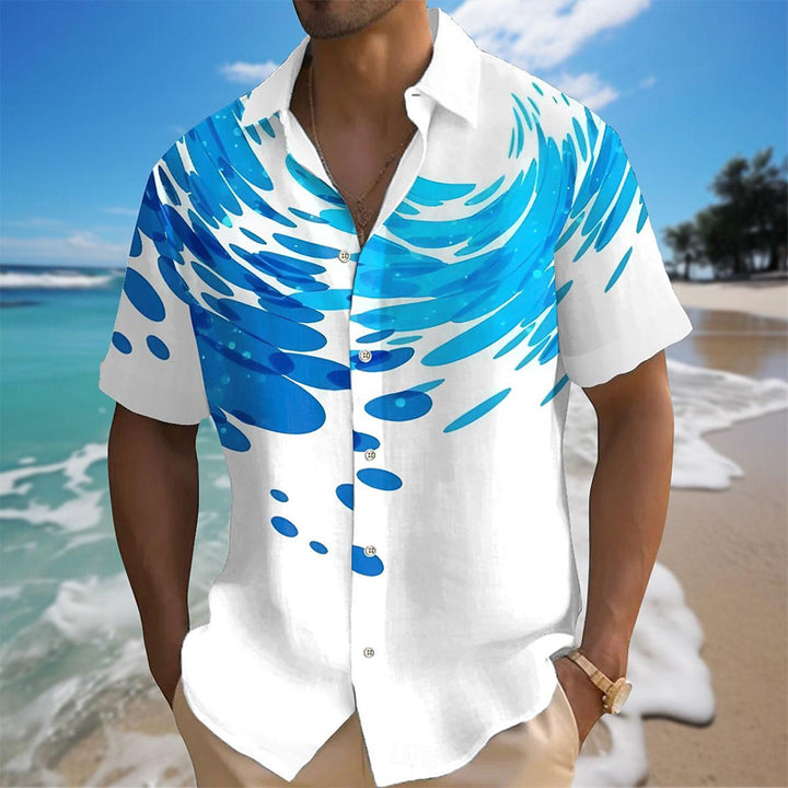 Men's Waves Ocean Hawaiian Casual Shirt 2407000178