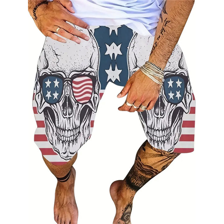 Men's American Skull Graphic Beach Shorts