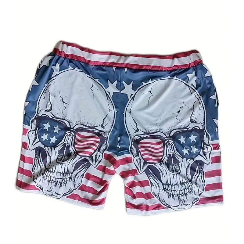 Men's American Skull Graphic Beach Shorts