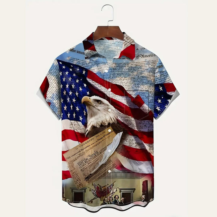 Men's US Flag & Eagle Graphic Print Shirt