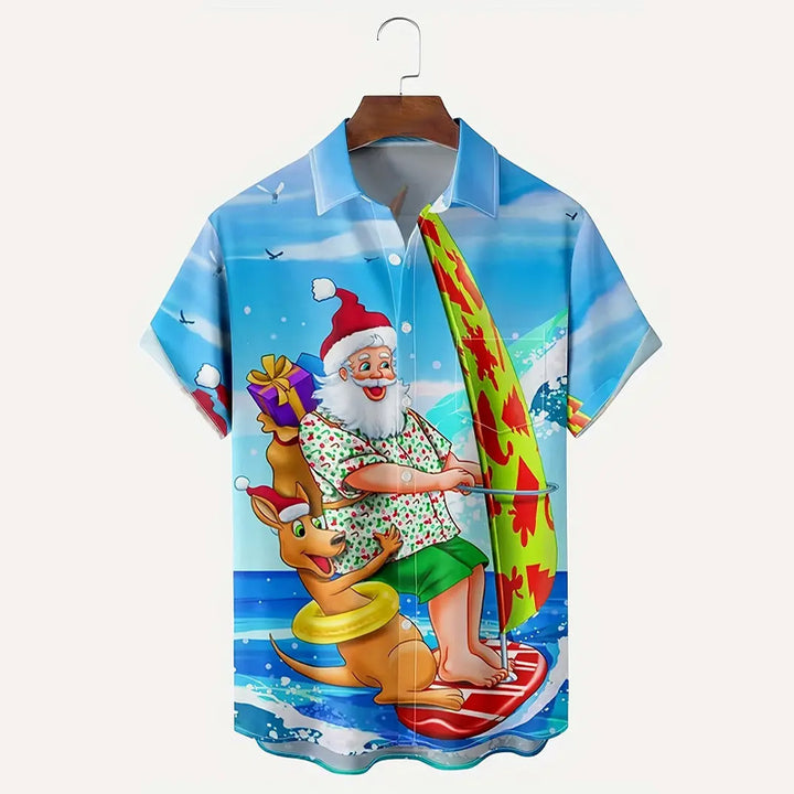 Men's Christmas Santa Claus Graphic Print Shirt