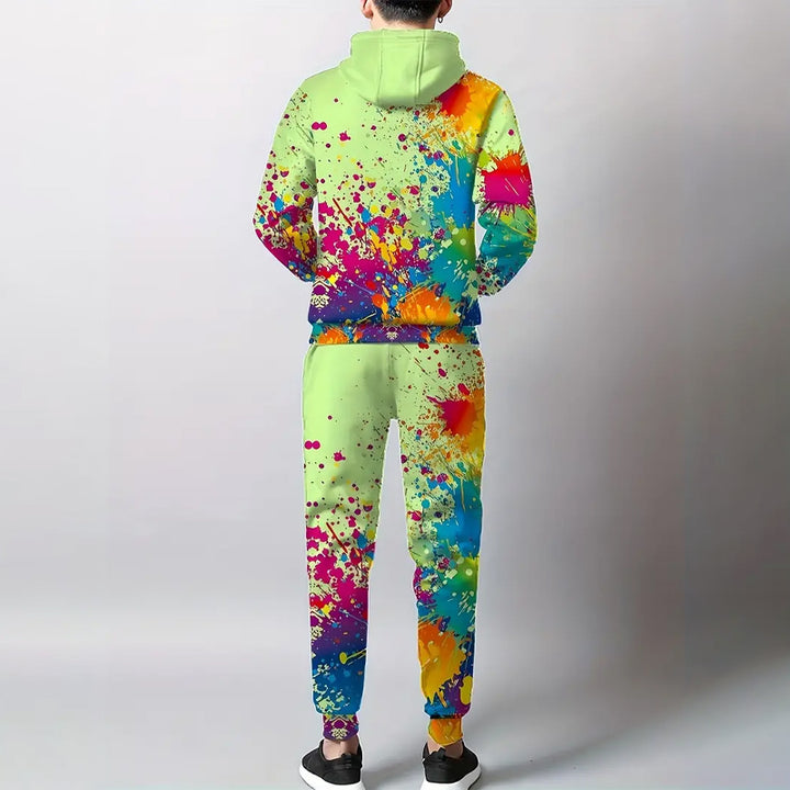 2Pcs Paint Splatter Print Outfit Set