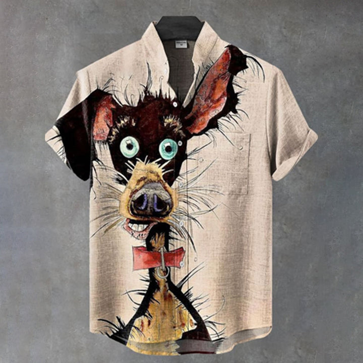 Vintage Octopus Dog Art Print Casual Shirt