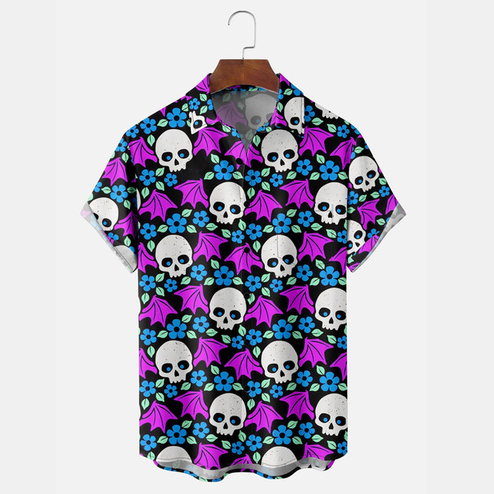 Men's flying skull fun Hawaiian short sleeve shirt