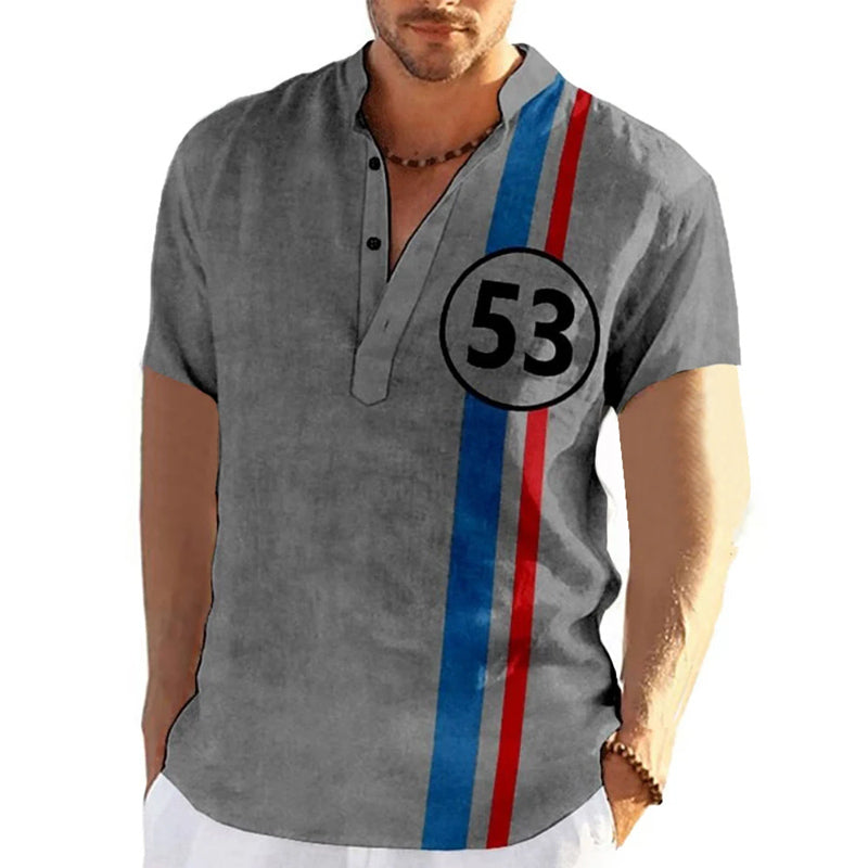 Men's 3d Racing Print Street Short Sleeve Shirt