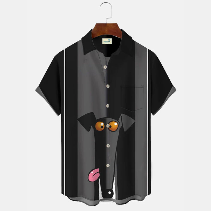 Retro Animals Funny Dogs 50S Bowling Commuter Casual Shirt