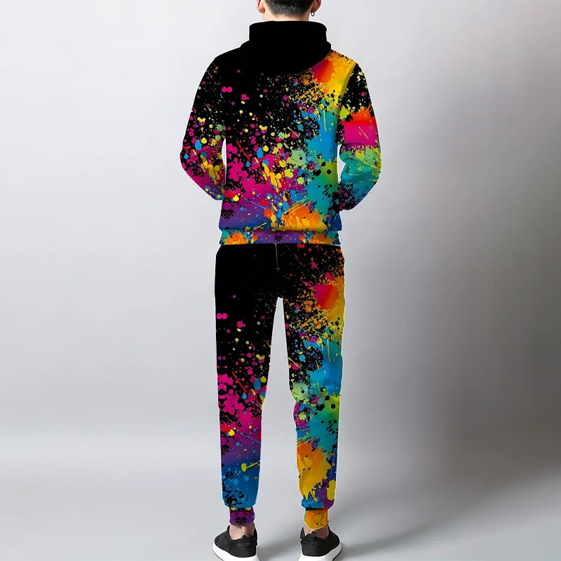 2Pcs Paint Splatter Print Outfit Set