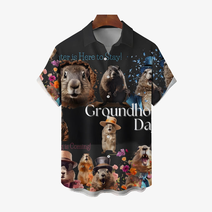 Men's Groundhog Day Casual Short Sleeve Shirt 2412003768