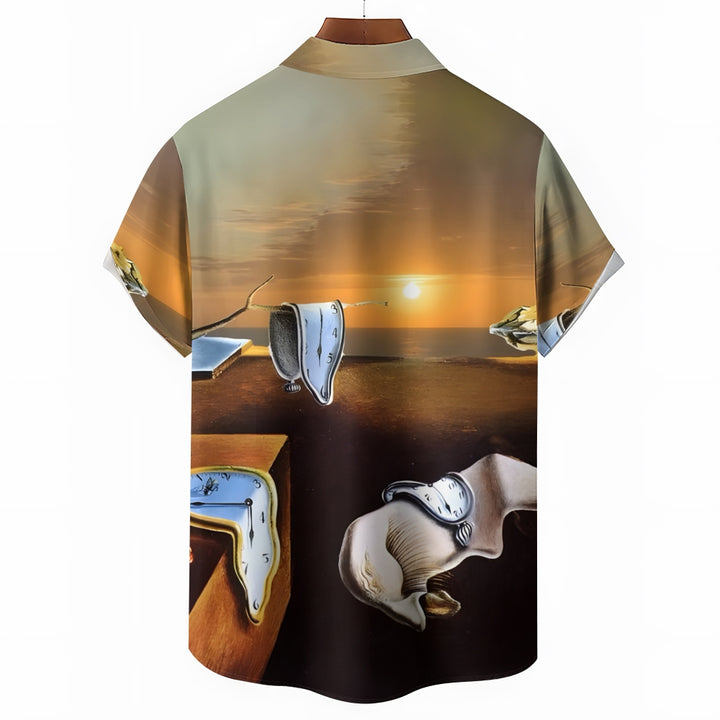 World Famous Paintings, Eternal Memory, Prints Casual Short Sleeve Shirt 2404001932