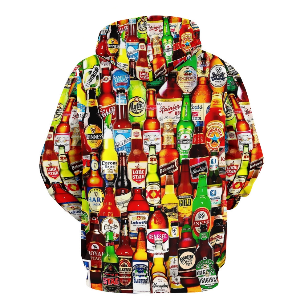 Men's Beer Print Plue Size Printed Hoodies 2410008813