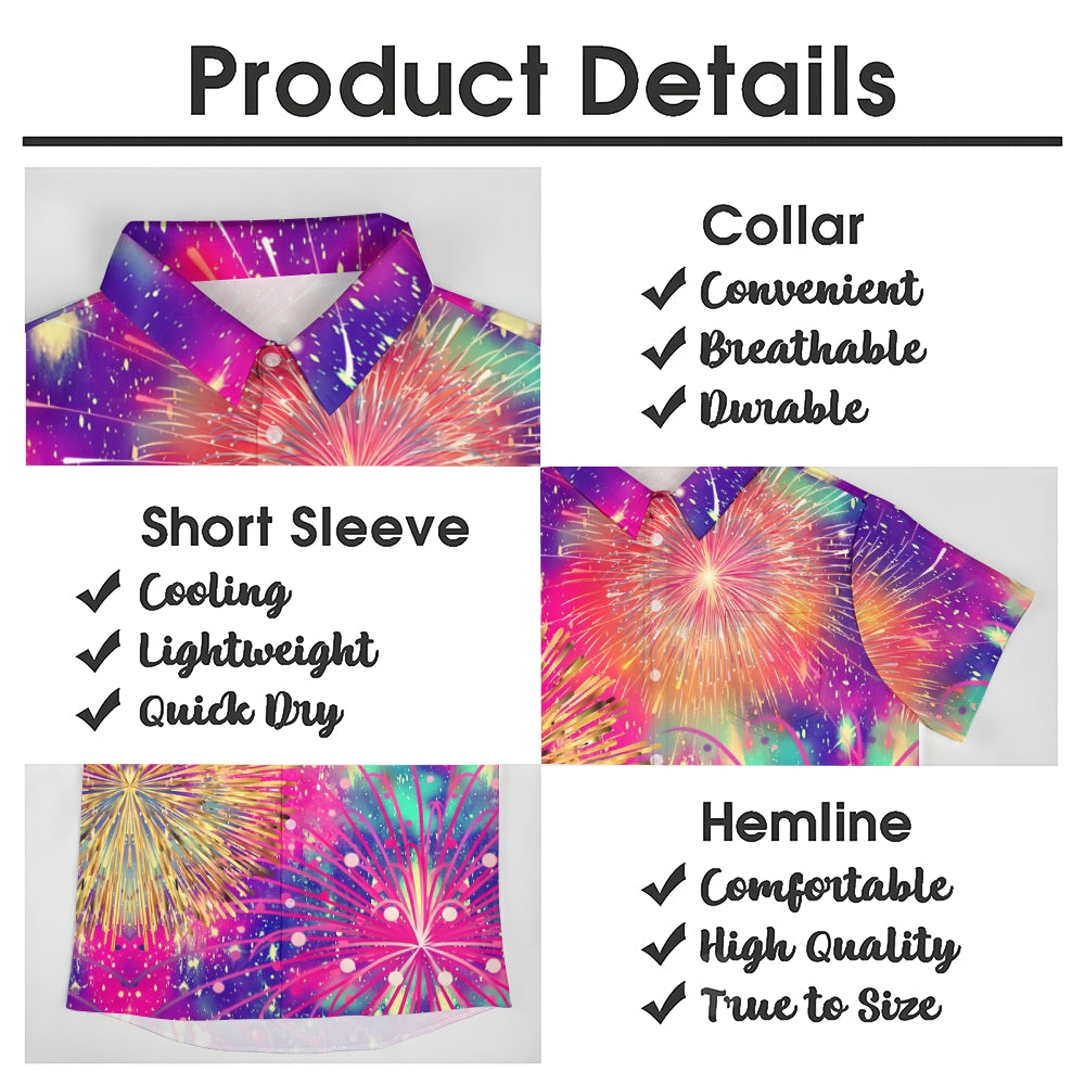 Festive Fireworks Casual Short Sleeve Shirt 2408004501