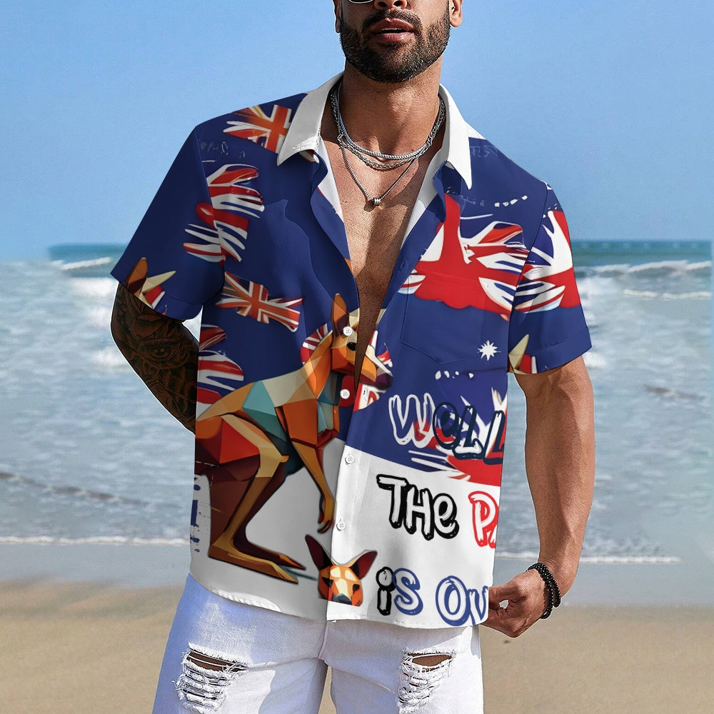 Australia Day Holiday Prints Casual Short Sleeve Shirt 2412001301