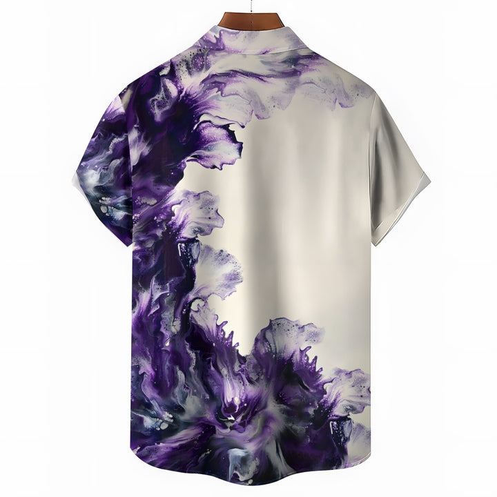 Purple Gradient Texture Art Print Short Sleeve Shirt 2405000465