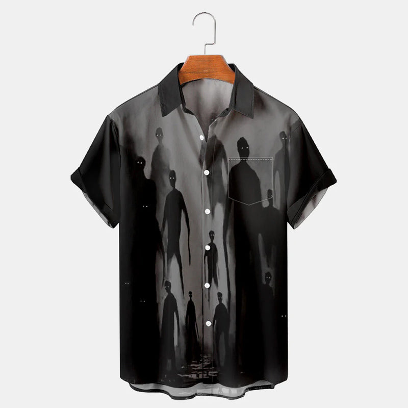 Men's Halloween Shadow Printed Shirt