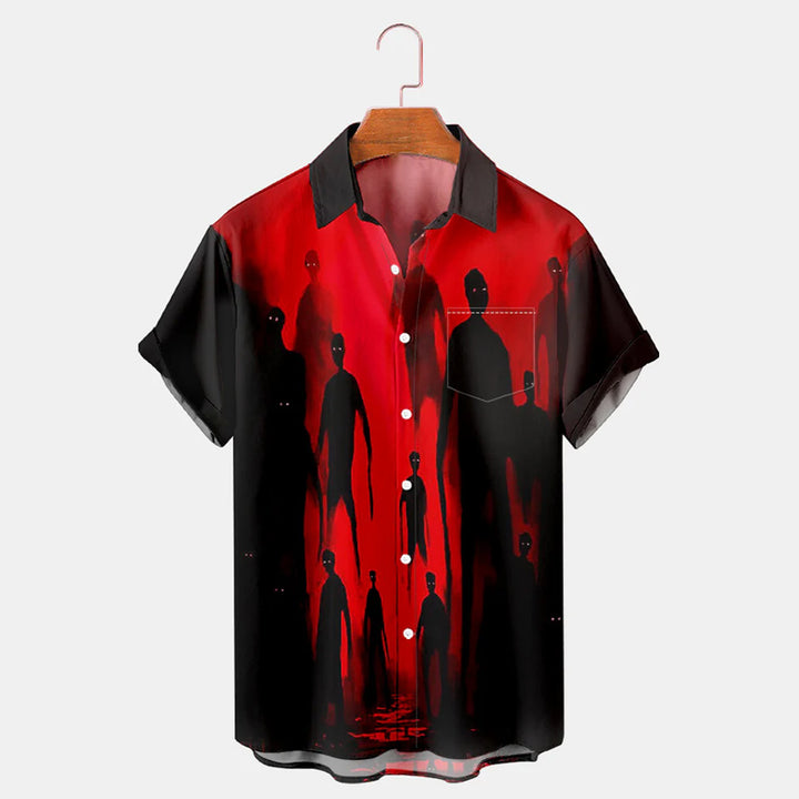 Men's Halloween Shadow Printed Shirt