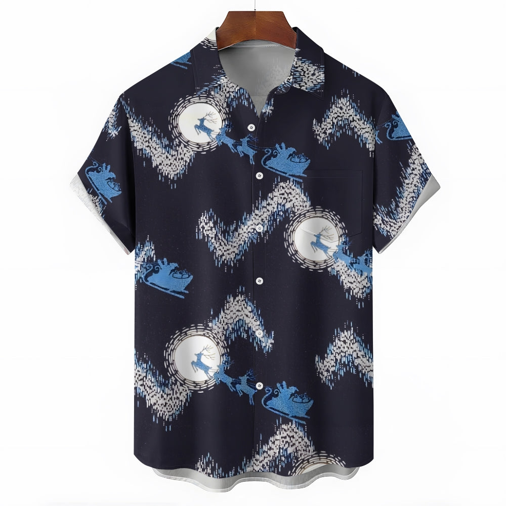 Santa Elk Casual Short Sleeve Shirt 2409008981