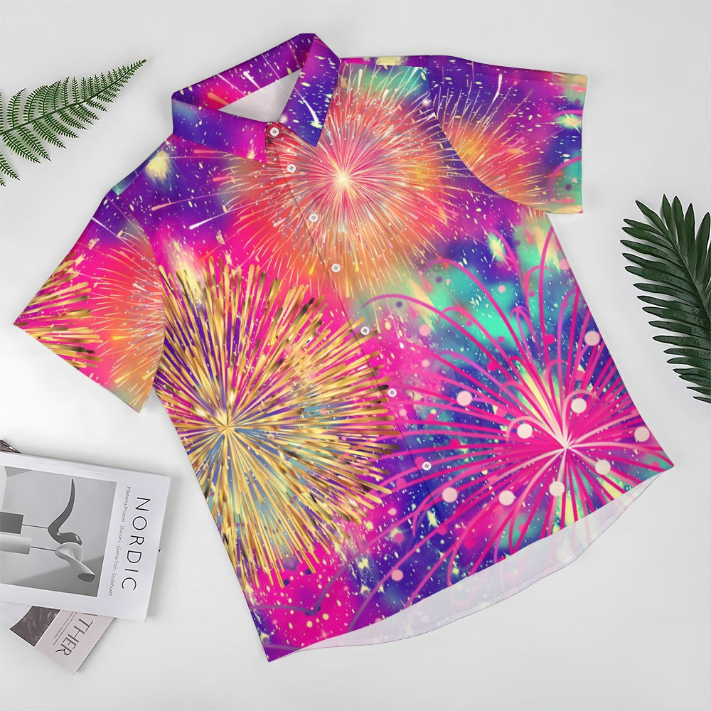 Festive Fireworks Casual Short Sleeve Shirt 2408004501