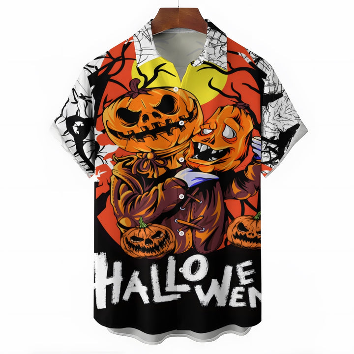 Halloween Ghost Pumpkin Short Sleeve Shirt 2409005117