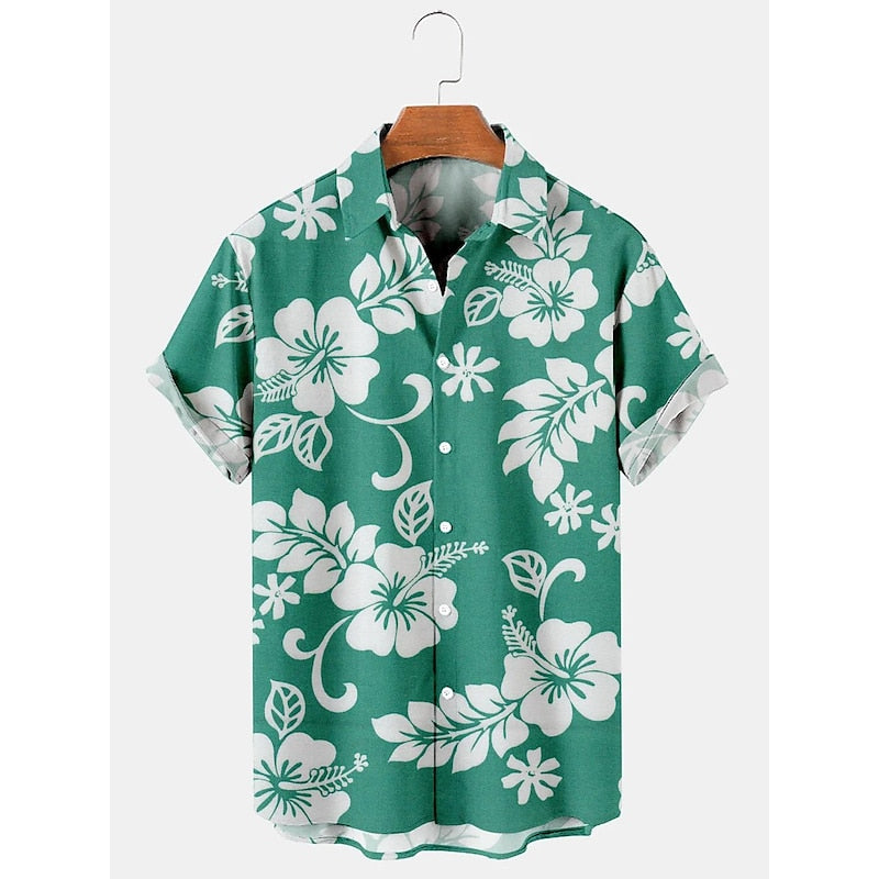 Hawaiian Flower Multicolor Casual Oversized Short Sleeve Shirt