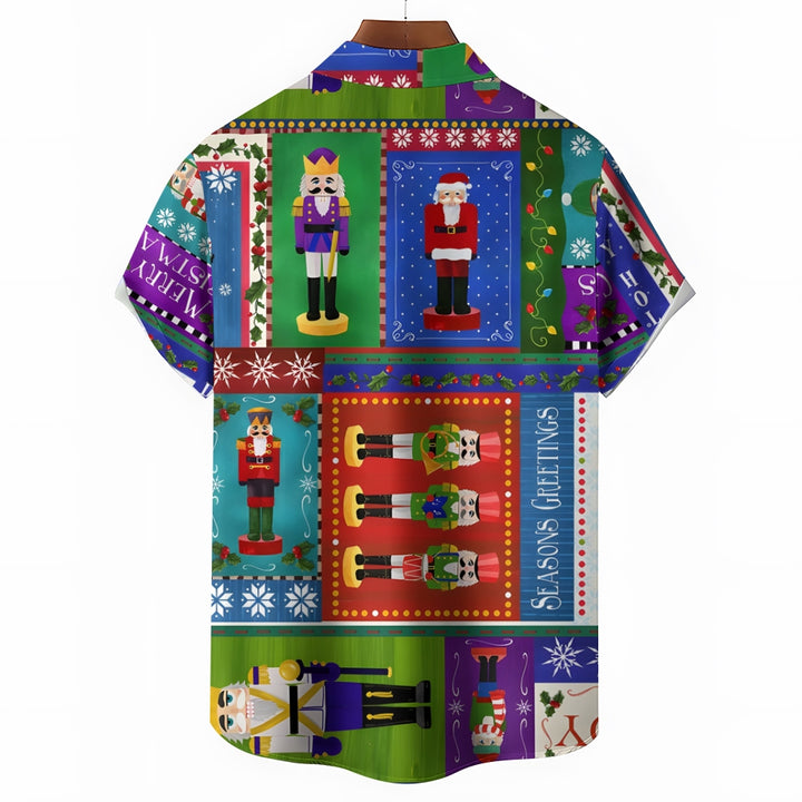 Cartoon Nutcracker Christmas Short Sleeve Shirt 2409007981