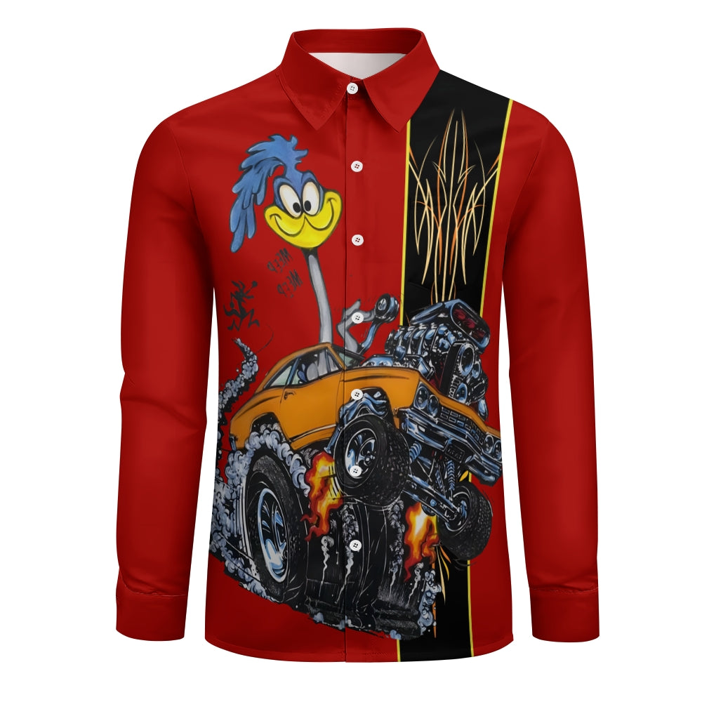 Classic Cartoon Modified Car Printing Long Sleeve Shirt