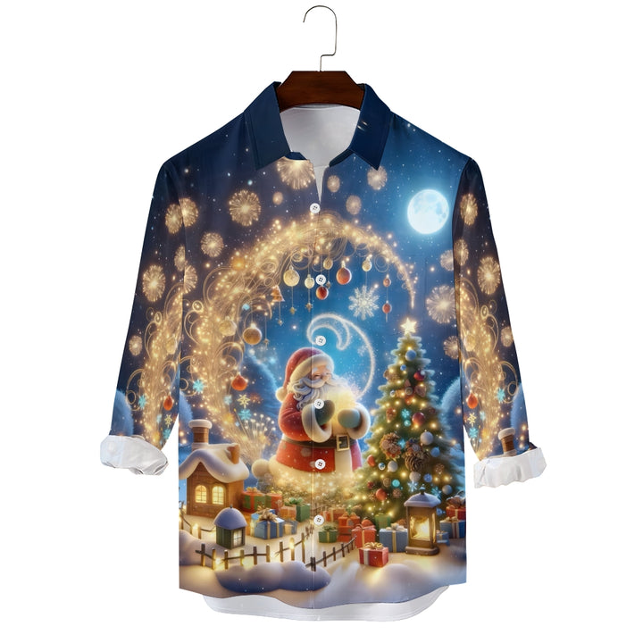 Christmas Santa Claus Printed Long Sleeve Shirt 2411003369