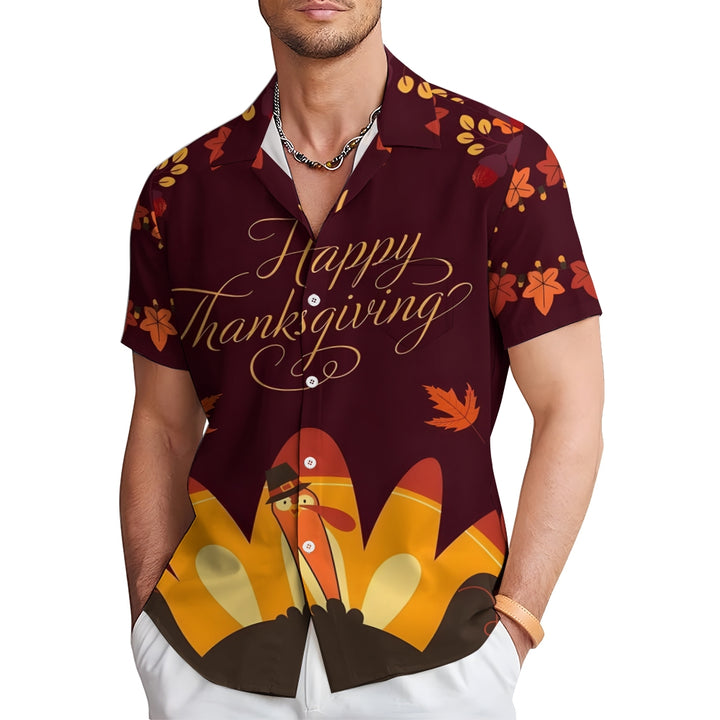 Happy Thanksgiving Turkey Casual Short Sleeve Shirt 2409009545