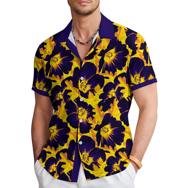 Men's Hawaiian Flowers Prints Casual Short Sleeve Shirt 2408004639