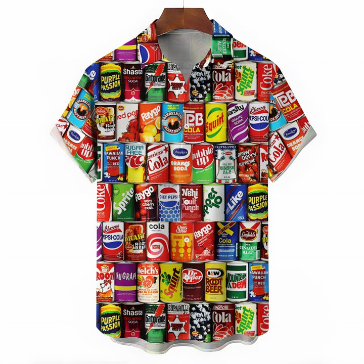 Snack Can Printed Casual Oversized Short Sleeve Shirt 2407003571