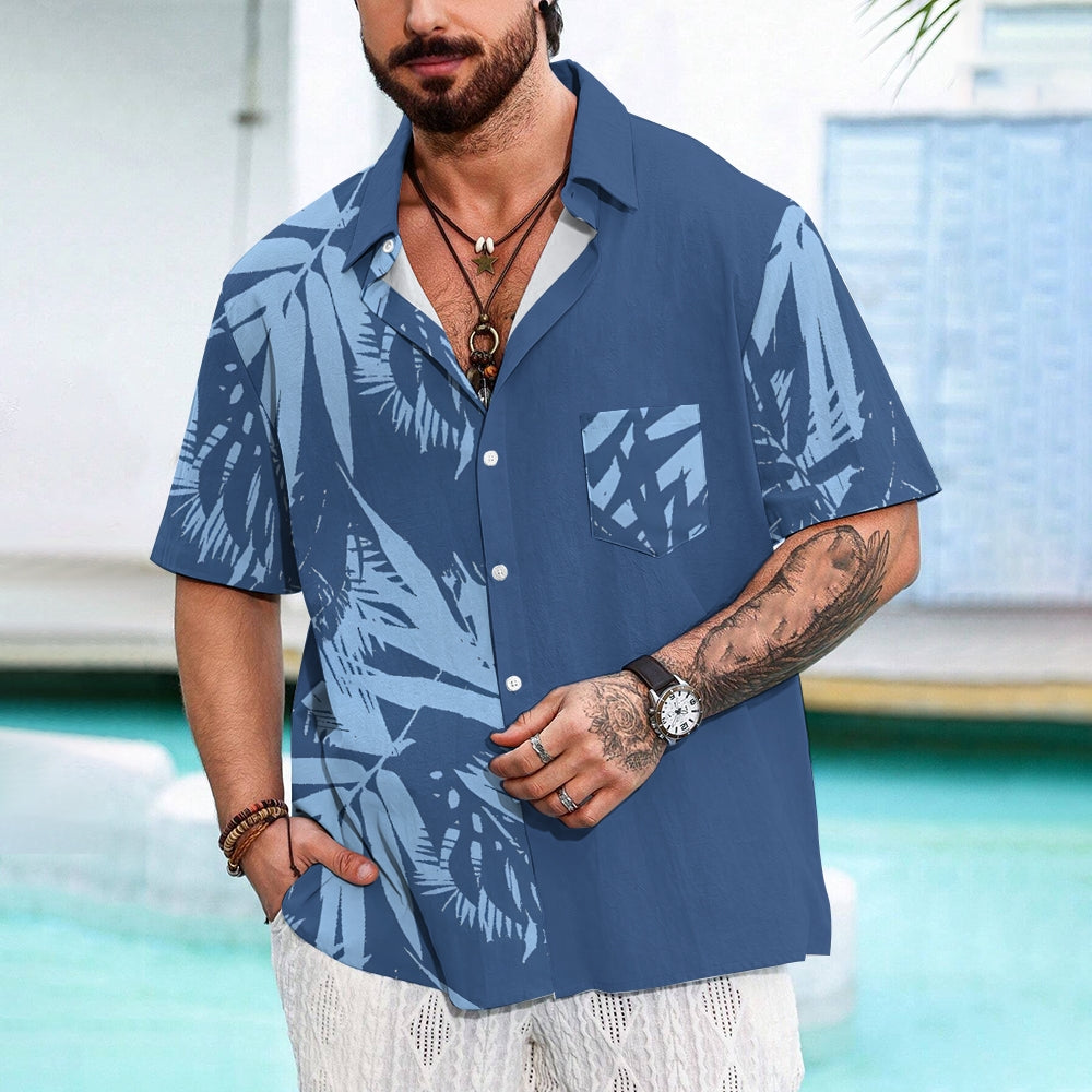 Men's Tropical Plant Vacation Oversized Short Sleeve Shirt 2410007981