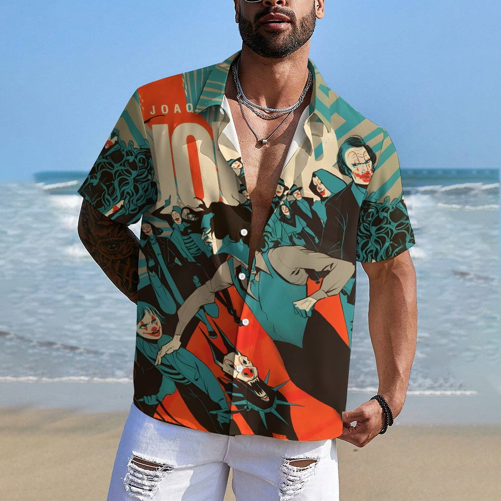 Men's Joker Print Casual Short Sleeve Shirt 2409005681