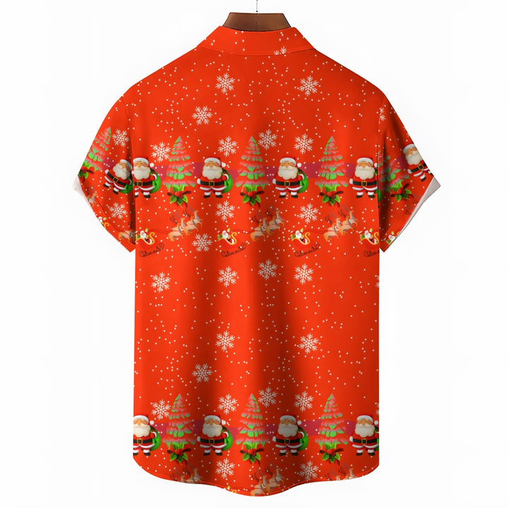 Christmas Santa Claus Snowflakes Short Sleeve Shirt 2411003239