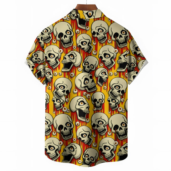 Halloween Skull Horror Men's Casual Short Sleeve Shirt 2407004570