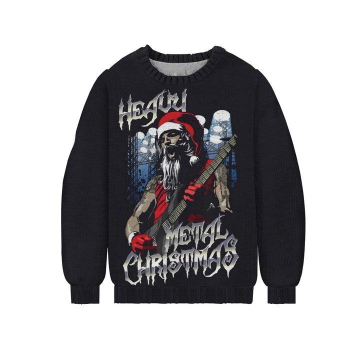 Men's Rock Christmas Print Casual Knit Crew Neck Sweater 2411010332