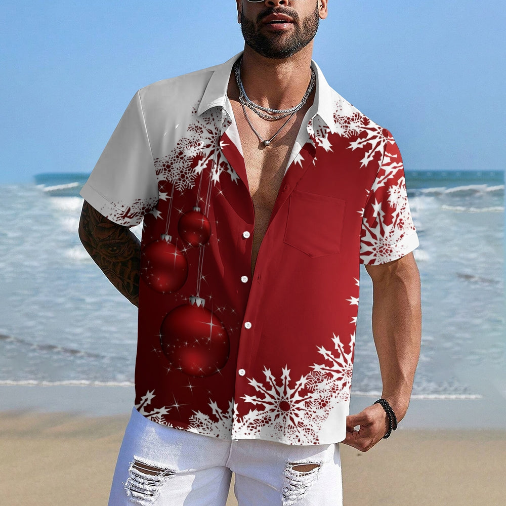 Christmas Ornament Ball Casual Large Size Short Sleeve Shirt 2408003956