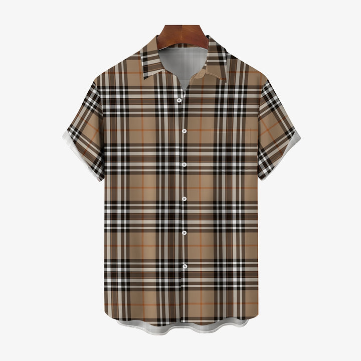 Classic Plaid Print Men's Casual Short Sleeve Shirt 2404001439