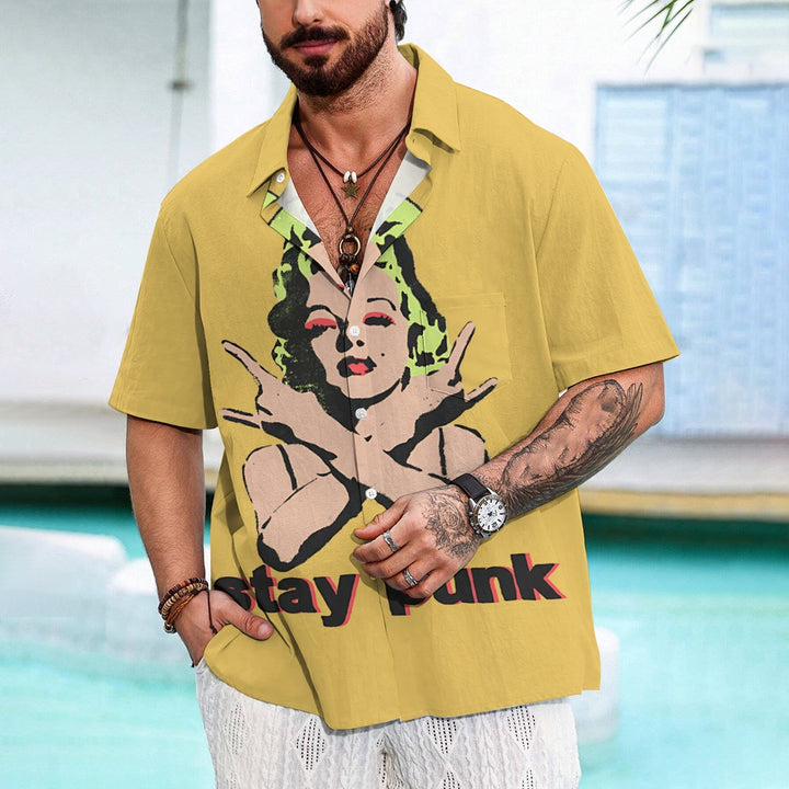 Men's Stay Punk Monroe Print Short Sleeve Shirt 2412010176