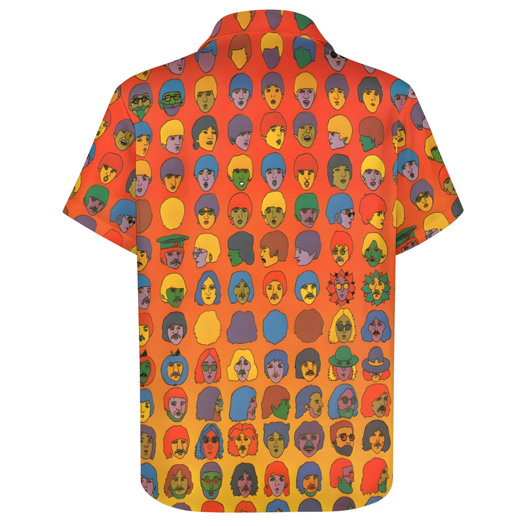 Rock Band Character Print Casual Short Sleeve Shirt 2403000586